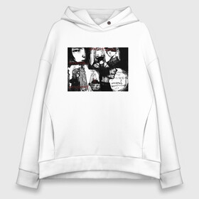 Женское худи Oversize хлопок с принтом No Smile в городе Новоалтайск, френч-терри — 70% хлопок, 30% полиэстер. Мягкий теплый начес внутри —100% хлопок | боковые карманы, эластичные манжеты и нижняя кромка, капюшон на магнитной кнопке | no smile | без улыбки | грустная девочка | закрытый рот | комикс | настроение | печаль