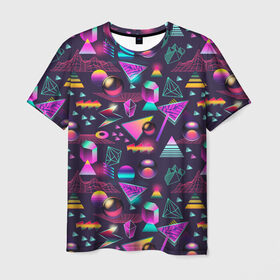Мужская футболка 3D с принтом Vaporwave art в городе Новоалтайск, 100% полиэфир | прямой крой, круглый вырез горловины, длина до линии бедер | абстракция | арт | вапорвейв | геометрия | ретро | рисунок | текстура | узор | хипстер