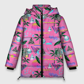 Женская зимняя куртка Oversize с принтом Vaporwave art в городе Новоалтайск, верх — 100% полиэстер; подкладка — 100% полиэстер; утеплитель — 100% полиэстер | длина ниже бедра, силуэт Оверсайз. Есть воротник-стойка, отстегивающийся капюшон и ветрозащитная планка. 

Боковые карманы с листочкой на кнопках и внутренний карман на молнии | абстракция | арт | вапорвейв | геометрия | ретро | рисунок | текстура | узор | хипстер