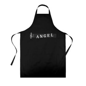 Фартук 3D с принтом Angel в городе Новоалтайск, 100% полиэстер | общий размер — 65 х 85 см, ширина нагрудника — 26 см, горловина — 53 см, длина завязок — 54 см, общий обхват в поясе — 173 см. Принт на завязках и на горловине наносится с двух сторон, на основной части фартука — только с внешней стороны | angel | clef | instrument | music | musical | notation | note | notes | tablature | treble | ангел | грамота | инструмент | ключ | музыка | музыкальный | нота | нотная | ноты | скрипичный | табулатура