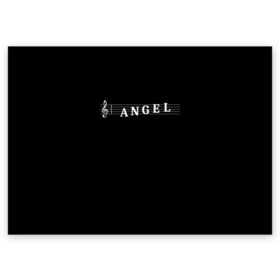 Поздравительная открытка с принтом Angel в городе Новоалтайск, 100% бумага | плотность бумаги 280 г/м2, матовая, на обратной стороне линовка и место для марки
 | angel | clef | instrument | music | musical | notation | note | notes | tablature | treble | ангел | грамота | инструмент | ключ | музыка | музыкальный | нота | нотная | ноты | скрипичный | табулатура