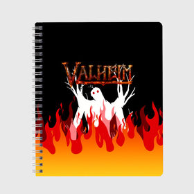 Тетрадь с принтом VALHEIM в городе Новоалтайск, 100% бумага | 48 листов, плотность листов — 60 г/м2, плотность картонной обложки — 250 г/м2. Листы скреплены сбоку удобной пружинной спиралью. Уголки страниц и обложки скругленные. Цвет линий — светло-серый
 | coffee stain | valheim | vikings | вальхайм | вальхеим | вальхейм. | викинги | выживание | гарпун бездны | мечи
