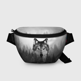 Поясная сумка 3D с принтом Волк в городе Новоалтайск, 100% полиэстер | плотная ткань, ремень с регулируемой длиной, внутри несколько карманов для мелочей, основное отделение и карман с обратной стороны сумки застегиваются на молнию | tegunvteg | волк | деревья | красивый лес | лес | листья | природа | собака | темный лес