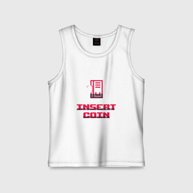 Детская майка хлопок с принтом Insert Coin игровой автомат в городе Новоалтайск,  |  | arcade | arcade cabinet | english | games | gaming | pixel art | retro | vintage | английский язык | аркадные игры | видеоигры | винтаж | вставьте монету | игры | иллюстрация | монета | пиксель арт | пиксельный арт | прикол | ретро