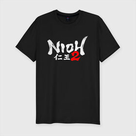 Мужская футболка хлопок Slim с принтом NIOH 2 в городе Новоалтайск, 92% хлопок, 8% лайкра | приталенный силуэт, круглый вырез ворота, длина до линии бедра, короткий рукав | Тематика изображения на принте: action | ninja | nioh | nioh 2 | игра про самурая | кровь | меч | ниндзя | ниох | ниох 2 | самурай | экшен.