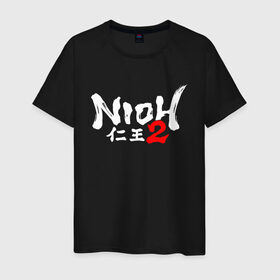 Мужская футболка хлопок с принтом NIOH 2 в городе Новоалтайск, 100% хлопок | прямой крой, круглый вырез горловины, длина до линии бедер, слегка спущенное плечо. | action | ninja | nioh | nioh 2 | игра про самурая | кровь | меч | ниндзя | ниох | ниох 2 | самурай | экшен.