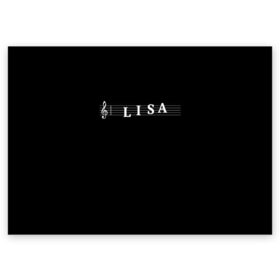 Поздравительная открытка с принтом Lisa в городе Новоалтайск, 100% бумага | плотность бумаги 280 г/м2, матовая, на обратной стороне линовка и место для марки
 | clef | instrument | lisa | music | musical | name | notation | note | notes | tablature | treble | грамота | елизавета | имя | инструмент | ключ | лиза | музыка | музыкальный | нота | нотная | ноты | скрипичный | табулатура