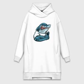 Платье-худи хлопок с принтом SHARK POWER в городе Новоалтайск,  |  | arm | fish | megalodon | power | shark | strong | teeth | white shark | акула | белая акула | бицепс | зубы | мегалодон | рыба | сила
