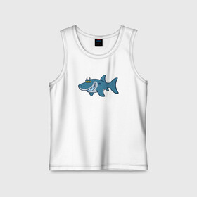 Детская майка хлопок с принтом АКУЛЕНОК в городе Новоалтайск,  |  | fish | megalodon | shark | teeth | white shark | акула | белая акула | зубы | мегалодон | рыба