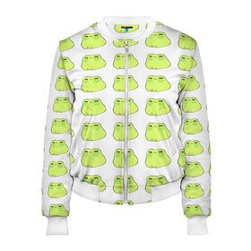 Женский бомбер 3D с принтом лягушечки в городе Новоалтайск, 100% полиэстер | застегивается на молнию, по бокам два кармана без застежек, мягкие манжеты, по низу бомбера и на воротнике — эластичная резинка | животные | лягушка | милота | природа