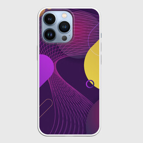 Чехол для iPhone 13 Pro с принтом ГЕОМЕТРИЧЕСКИЕ ЛИНИИ в городе Новоалтайск,  |  | Тематика изображения на принте: 3d | 3д | геометрические линии | геометрия | желтый | круги | линия | оранжевый | пурпурный | розовый | синий | фиолетовый