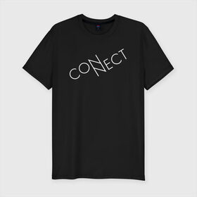 Мужская футболка хлопок Slim с принтом CONNECT в городе Новоалтайск, 92% хлопок, 8% лайкра | приталенный силуэт, круглый вырез ворота, длина до линии бедра, короткий рукав | connect | creative | enternet | minimalism | интернет | коннект | креатив | креативная | минимализм | надпись | сеть | соединение | текст