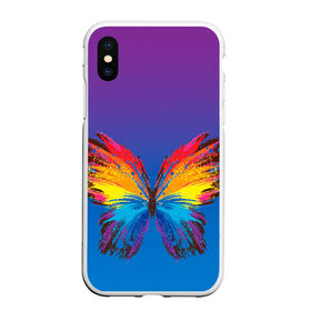 Чехол для iPhone XS Max матовый с принтом красочная бабочка в городе Новоалтайск, Силикон | Область печати: задняя сторона чехла, без боковых панелей | абстрактное искусство | бабочка | беспозвоночные | брызги | градиент | краска | красочная | крылья | лето | мотыльки и бабочки | насекомое | радуга | ярко