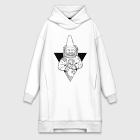 Платье-худи хлопок с принтом Gnome Chompski Astronaut в городе Новоалтайск,  |  | garden gnome | gnome alone | little rocket man | гном чомски | маленький космонавт | один гнома | садовый гном