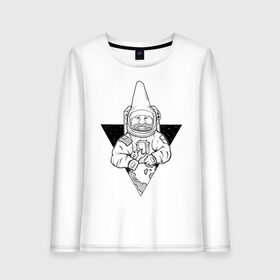 Женский лонгслив хлопок с принтом Gnome Chompski Astronaut в городе Новоалтайск, 100% хлопок |  | garden gnome | gnome alone | little rocket man | гном чомски | маленький космонавт | один гнома | садовый гном