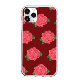 Чехол для iPhone 11 Pro Max матовый с принтом Розы на красном в городе Новоалтайск, Силикон |  | Тематика изображения на принте: black | botany | flowers | pattern | plant | red | rose | white | белый | ботаника | красный | растение | роза | узор | цветы | черный