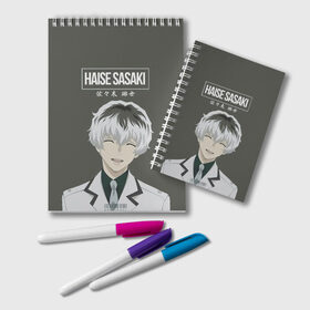 Блокнот с принтом HAISE SASAKE Tokyo Ghoul в городе Новоалтайск, 100% бумага | 48 листов, плотность листов — 60 г/м2, плотность картонной обложки — 250 г/м2. Листы скреплены удобной пружинной спиралью. Цвет линий — светло-серый
 | Тематика изображения на принте: anime | kaneki ken | tokyo ghoul | tokyo ghoul: re | аниме | анимэ | гули | джузо сузуя | канеки кен | кузен йошимура | наки | нишики нишио | ре | ренджи йомо | ризе камиширо | токийский гуль | тоука киришима | ута