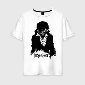 Женская футболка хлопок Oversize с принтом Kaneki Ken Tokyo Ghoul в городе Новоалтайск, 100% хлопок | свободный крой, круглый ворот, спущенный рукав, длина до линии бедер
 | anime | kaneki ken | tokyo ghoul | tokyo ghoul: re | аниме | анимэ | гули | джузо сузуя | канеки кен | кузен йошимура | наки | нишики нишио | ре | ренджи йомо | ризе камиширо | токийский гуль | тоука киришима | ута