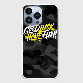 Чехол для iPhone 13 Pro с принтом GLHF [ГЛХФ] Камуфляж в городе Новоалтайск,  |  | glhf | good luck | have fun | глхф | гуд лак | камуфляж черный | хев фан