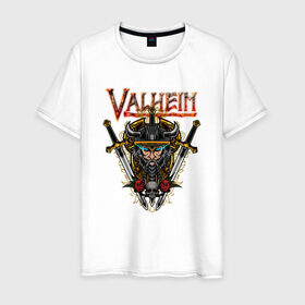 Мужская футболка хлопок с принтом Valheim в городе Новоалтайск, 100% хлопок | прямой крой, круглый вырез горловины, длина до линии бедер, слегка спущенное плечо. | fantasy | mmo | valheim | valve | валхейм | вальхейм | викинги | выживалка | игра | королевская битва | ммо | ролевая игра | фэнтази