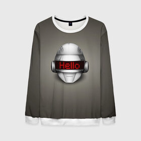 Мужской свитшот 3D с принтом Daft Punk Hello в городе Новоалтайск, 100% полиэстер с мягким внутренним слоем | круглый вырез горловины, мягкая резинка на манжетах и поясе, свободная посадка по фигуре | ги мануэль де омем кристо | ню диско | синти поп | техно | тома бангальтер | фанк | французский хаус | электроник рок