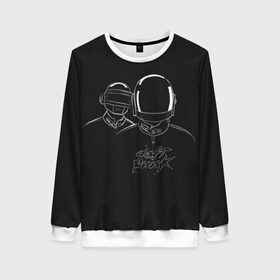 Женский свитшот 3D с принтом Daft Punk в городе Новоалтайск, 100% полиэстер с мягким внутренним слоем | круглый вырез горловины, мягкая резинка на манжетах и поясе, свободная посадка по фигуре | ги мануэль де омем кристо | ню диско | синти поп | техно | тома бангальтер | фанк | французский хаус | электроник рок