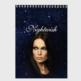 Скетчбук с принтом Nightwish | Tarja Turunen (Z) в городе Новоалтайск, 100% бумага
 | 48 листов, плотность листов — 100 г/м2, плотность картонной обложки — 250 г/м2. Листы скреплены сверху удобной пружинной спиралью | Тематика изображения на принте: music | nightwish | nuclear blast | rock | spinefarm | tarja turunen | лого | музыка | найтвиш | рок | симфоник метал | тарья турунен | флор янсен