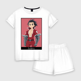 Женская пижама с шортиками хлопок с принтом Зелдрис в городе Новоалтайск, 100% хлопок | футболка прямого кроя, шорты свободные с широкой мягкой резинкой | anime | the seven deadly sins | аниме | демон | десять заповедей | заповедь благочестия | зелдрис | мультик