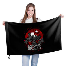 Флаг 3D с принтом МАРС 2020, Perseverance в городе Новоалтайск, 100% полиэстер | плотность ткани — 95 г/м2, размер — 67 х 109 см. Принт наносится с одной стороны | mars 2020 | nasa | perseverance | космос | марс | марс 2020 | марсоход | персеверенс