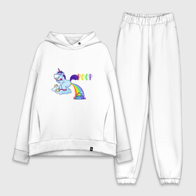 Женский костюм хлопок Oversize с принтом Unicorn Poop Прикол в городе Новоалтайск,  |  | adult | english | pooping | rainbow | sky | английский язык | в облаках | единорог | на английском | на небе | облако | облачко | прикол | радуга | радугой | розовый единорог | розовый пони | туалет | туалетная бумага 