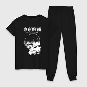 Женская пижама хлопок с принтом Kaneki Ken Tokyo Ghoul в городе Новоалтайск, 100% хлопок | брюки и футболка прямого кроя, без карманов, на брюках мягкая резинка на поясе и по низу штанин | anime | kaneki ken | tokyo ghoul | tokyo ghoul: re | аниме | анимэ | гули | джузо сузуя | канеки кен | кузен йошимура | наки | нишики нишио | ре | ренджи йомо | ризе камиширо | токийский гуль | тоука киришима | ута