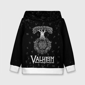 Детская толстовка 3D с принтом Valheim Руны Иггдрасиль в городе Новоалтайск, 100% полиэстер | двухслойный капюшон со шнурком для регулировки, мягкие манжеты на рукавах и по низу толстовки, спереди карман-кенгуру с мягким внутренним слоем | valheim | вальхейм | дерево | иггдрасиль | игдрасиль | игра | икдросиль | логотип игры | мировое древо | много рун | паттерн | руна | руны