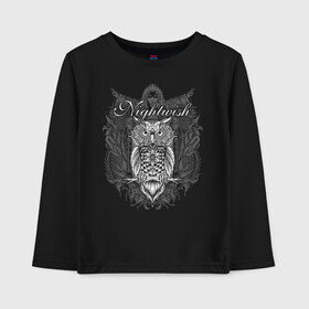 Детский лонгслив хлопок с принтом NIGHTWISH в городе Новоалтайск, 100% хлопок | круглый вырез горловины, полуприлегающий силуэт, длина до линии бедер | metal | nightwish | tarja turunen | метал | музыка | найтвиш | рок | симфо метал | сова | тарья турунен