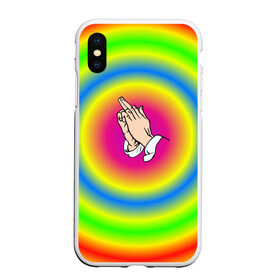 Чехол для iPhone XS Max матовый с принтом bright print в городе Новоалтайск, Силикон | Область печати: задняя сторона чехла, без боковых панелей | bright | молитва | радуга | руки | хиппи