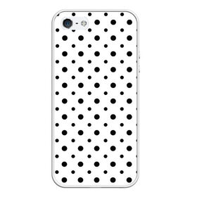 Чехол для iPhone 5/5S матовый с принтом Точки черные на белом в городе Новоалтайск, Силикон | Область печати: задняя сторона чехла, без боковых панелей | abstract | background | black | geometric | pattern | spot | texture | various | wrapping | горошек | крапинки | пятнаround | разные  узор | точки | черные