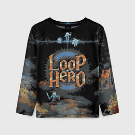 Детский лонгслив 3D с принтом Loop Hero в городе Новоалтайск, 100% полиэстер | длинные рукава, круглый вырез горловины, полуприлегающий силуэт
 | games | knight | loop hero | magic | rogue like | russia | steam | sword | герой петли | игры | магия | меч | рогалик | россия | рыцарь | стим