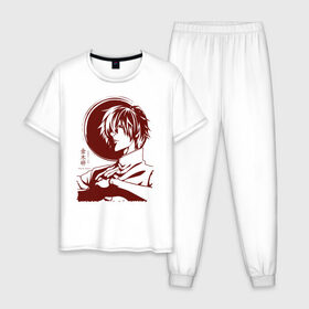 Мужская пижама хлопок с принтом Kaneki Ken Tokyo Ghoul в городе Новоалтайск, 100% хлопок | брюки и футболка прямого кроя, без карманов, на брюках мягкая резинка на поясе и по низу штанин
 | anime | kaneki ken | tokyo ghoul | tokyo ghoul: re | аниме | анимэ | гули | джузо сузуя | канеки кен | кузен йошимура | наки | нишики нишио | ре | ренджи йомо | ризе камиширо | токийский гуль | тоука киришима | ута