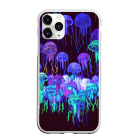 Чехол для iPhone 11 Pro Max матовый с принтом Неоновые медузы в городе Новоалтайск, Силикон |  | Тематика изображения на принте: вода | животные | медузы | неон | неоновые