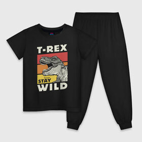 Детская пижама хлопок с принтом T-rex wild в городе Новоалтайск, 100% хлопок |  брюки и футболка прямого кроя, без карманов, на брюках мягкая резинка на поясе и по низу штанин
 | dino | t rex | wild | дино | динозавр | закат | зверь | хищник