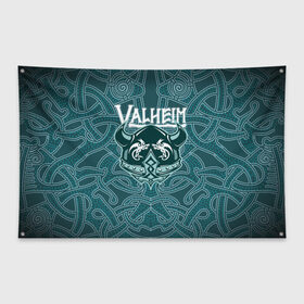Флаг-баннер с принтом Valheim в городе Новоалтайск, 100% полиэстер | размер 67 х 109 см, плотность ткани — 95 г/м2; по краям флага есть четыре люверса для крепления | fantasy | mmo | valheim | valve | валхейм | вальхейм | викинги | выживалка | игра | королевская битва | ммо | ролевая игра | фэнтази