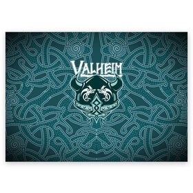 Поздравительная открытка с принтом Valheim в городе Новоалтайск, 100% бумага | плотность бумаги 280 г/м2, матовая, на обратной стороне линовка и место для марки
 | fantasy | mmo | valheim | valve | валхейм | вальхейм | викинги | выживалка | игра | королевская битва | ммо | ролевая игра | фэнтази