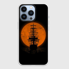 Чехол для iPhone 13 Pro с принтом Корабль и луна в городе Новоалтайск,  |  | Тематика изображения на принте: moon | night | sea | ship | корабль | луна | море | ночь