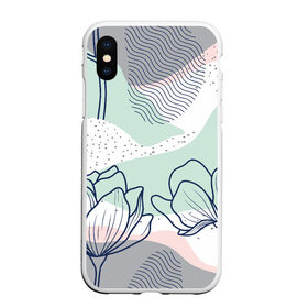 Чехол для iPhone XS Max матовый с принтом Цветы в городе Новоалтайск, Силикон | Область печати: задняя сторона чехла, без боковых панелей | Тематика изображения на принте: flowers | герберы | контур | легкие | лилии | мягкие | роза | ромашка | тренд | цветы