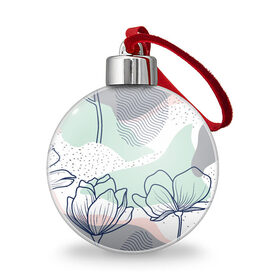 Ёлочный шар с принтом Цветы в городе Новоалтайск, Пластик | Диаметр: 77 мм | flowers | герберы | контур | легкие | лилии | мягкие | роза | ромашка | тренд | цветы