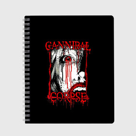 Тетрадь с принтом Cannibal Corpse | 2 в городе Новоалтайск, 100% бумага | 48 листов, плотность листов — 60 г/м2, плотность картонной обложки — 250 г/м2. Листы скреплены сбоку удобной пружинной спиралью. Уголки страниц и обложки скругленные. Цвет линий — светло-серый
 | Тематика изображения на принте: band | cannibal corpse | metal | music | rock | атрибутика | группа | метал | музыка | рок