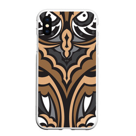 Чехол для iPhone XS Max матовый с принтом Сова из узоров полинезии в городе Новоалтайск, Силикон | Область печати: задняя сторона чехла, без боковых панелей | арт | африканский | глаза | графика | животное | лицо | маска | мультфильм | охота | природа | символ | сова | тату