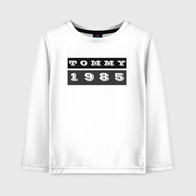 Детский лонгслив хлопок с принтом Tommy 1985 в городе Новоалтайск, 100% хлопок | круглый вырез горловины, полуприлегающий силуэт, длина до линии бедер | 1985 | black white | tommy | tommy hilfiger | tommy jeans | лого | минимализм | томми | томми джинс | томми хилфигер | хилфигер | черно белое
