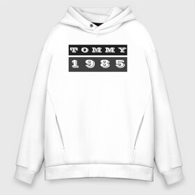 Мужское худи Oversize хлопок с принтом Tommy 1985 в городе Новоалтайск, френч-терри — 70% хлопок, 30% полиэстер. Мягкий теплый начес внутри —100% хлопок | боковые карманы, эластичные манжеты и нижняя кромка, капюшон на магнитной кнопке | 1985 | black white | tommy | tommy hilfiger | tommy jeans | лого | минимализм | томми | томми джинс | томми хилфигер | хилфигер | черно белое