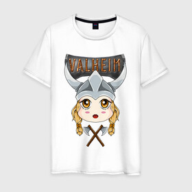 Мужская футболка хлопок с принтом Valheim Girl в городе Новоалтайск, 100% хлопок | прямой крой, круглый вырез горловины, длина до линии бедер, слегка спущенное плечо. | Тематика изображения на принте: fantasy | mmo | valheim | valve | валхейм | вальхейм | викинги | выживалка | игра | королевская битва | ммо | ролевая игра | фэнтази