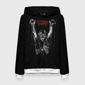 Женская толстовка 3D с принтом Cannibal Corpse в городе Новоалтайск, 100% полиэстер  | двухслойный капюшон со шнурком для регулировки, мягкие манжеты на рукавах и по низу толстовки, спереди карман-кенгуру с мягким внутренним слоем. | cannibal corpse | kreator | punk rock | slayer | sodom | анархия | блэк метал | гаражный рок | гранж | дэт метал | металл | панк рок | рок музыка | рок н ролл | рокер | треш метал | труп каннибал | тяжелый рок | хард рок